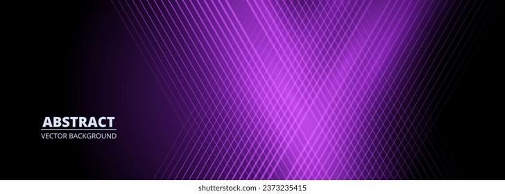 Dark abstract modern background with purple glowing stripes. Futuristic technology concept design for banner, backdrop, wallpaper, cover, presentation background. Vector illustration
