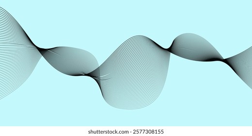 Dark abstract modern background with smooth black lines. Dynamic waves. vector illustration.