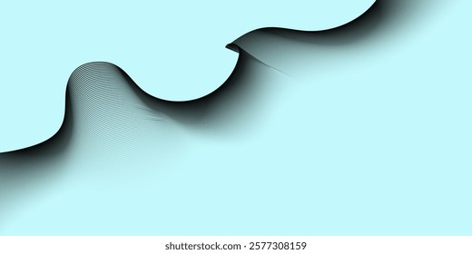 Dark abstract modern background with smooth black lines. Dynamic waves. vector illustration.