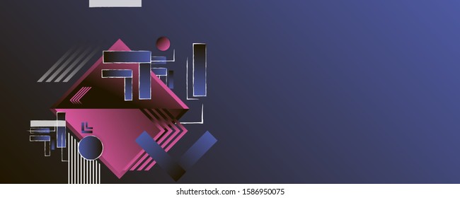 Dark abstract modern colors gradient geometric shape with lines and shadows editable vector design
