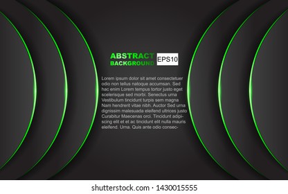 Dark abstract modern vector template background texture. Overlap layers 3d effect with luxury green technology light decoration