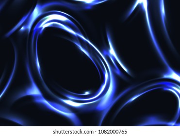 Dark Abstract Neon Background. Vector Blue Glow Effect. Colorful Water Waves and Lights. Design Concept for Night Party Banners and Futuristic Digital Posters.