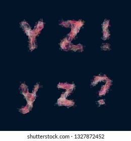 Dark abstract network alphabet YZ!?