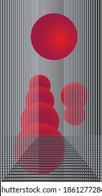 Dark abstract paint background with spheres. Modern screen vector design for mobile