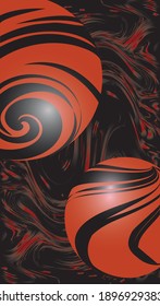 Fondo de pintura abstracto oscuro con esferas. Sistema planetario. Diseño vectorial de pantalla moderna para móviles