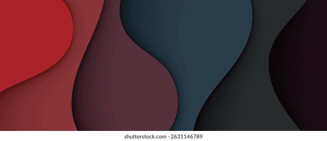 Fondo Abstractas oscuro de Papercut en tonos rojos y negros con curvas en capas