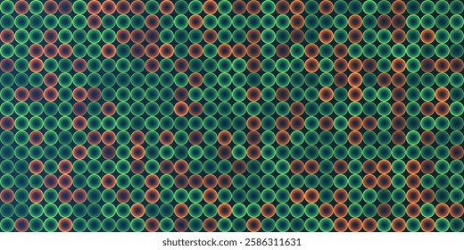 Dark Abstract Partially Faded Spotted Pattern, Circular Gradient Shapes, Spots with Randomly Changing Colors of Brown and Green - Geometric Mosaic Texture, Vector Background Design