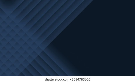 A dark abstract pattern of overlapping blue diamond shapes with a smooth gradient and subtle lighting.