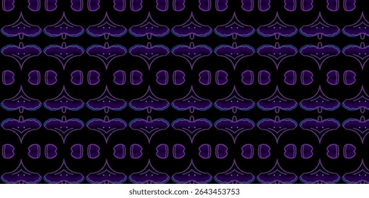 Dark abstract pattern with purple bat-wing shapes and neon outlines over black. Bold, mystical, and fantasy-driven.