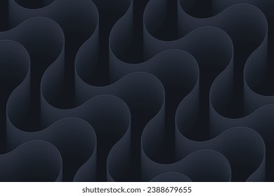 Dark abstract pattern with smooth curves and soft waves, creating a dynamic and voluminous twist on a gradient background