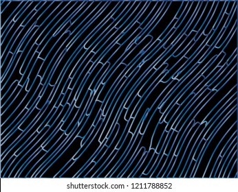 Dark Abstract pattern. Texture with gradient wavy, curves lines. Optical art background. Wave design, motion, dynamic style. Digital image with a psychedelic stripes. Vector illustration 