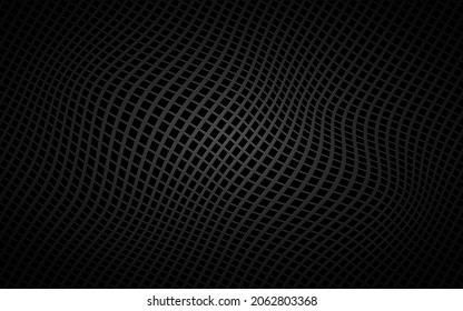 Dark abstract perforated wavy square background. Black mosaic look. Modern metallic geometric vector texture