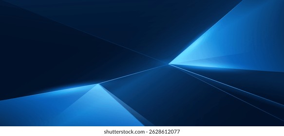 Dark Abstract Polygon Background with Futuristic Blue Light Edges