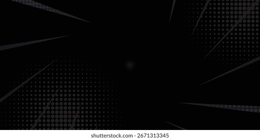 Dark abstract radial sunburst background with black rays converging to the center. Minimalist geometric pattern ideal for posters, banners