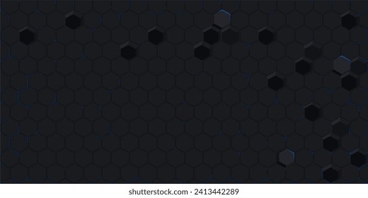 Dark Abstract Seamless Futuristic Simple Hexagonal Gaming Cyber Vector Tech Background Template