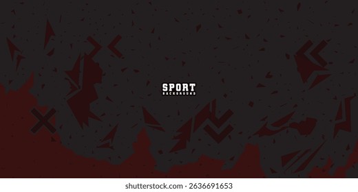 Dark Abstract Sport Background with Broken Shards and Black Red Geometric Elements