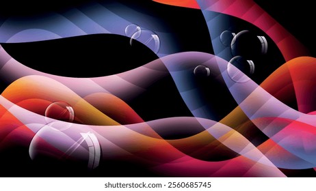 Dark abstract spotted wallpaper with transparent bubbles. An excellent background for designing social media pages, posters, presentations, outdoor advertising and your other projects. Vector.