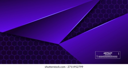 Fondo cuadrado abstracto oscuro con líneas de degradado púrpura. Decoración de fondo de patrón de malla hexagonal oscura. eps10