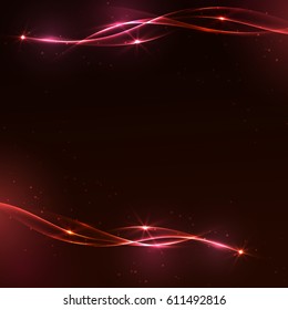 Dark abstract swoosh wave pattern background with dynamic light motion trail. Falling star comet. Lens flare optical effect. Vector illustration