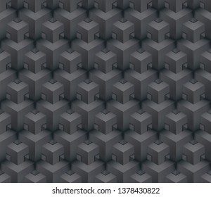 Dark abstract three-dimensional seamless hexagon pattern background vector illustration