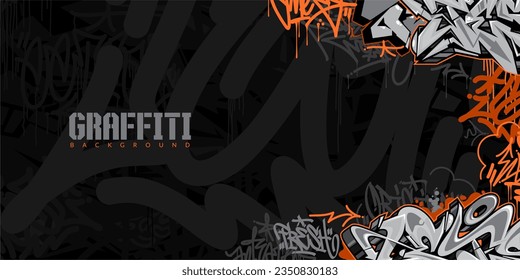 Dark Abstract Urban Style Hiphop Graffiti Street Art Vector Illustration Background Template