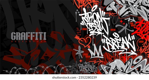 Dark Abstract Urban Style Hiphop Graffiti Street Art Vector Illustration Background Template