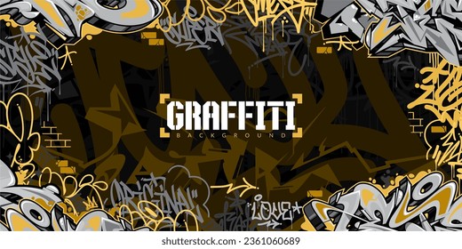 Dark Abstract Urban Style Hiphop Graffiti Street Art Vector Illustration Background Template