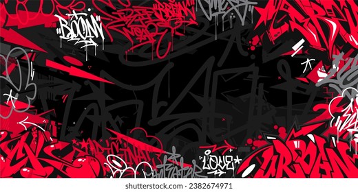 Dark Abstract Urban Style Hiphop Graffiti Street Art Vector Illustration Background Template