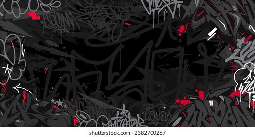 Dark Abstract Urban Style Hiphop Graffiti Street Art Vector Illustration Background Template