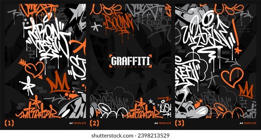 Dunkle abstrakte Urban Style Hip Hop Graffiti Street Art Vektorgrafik Hintergrund Vorlage