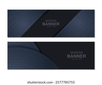 Dark abstract wave line banner design