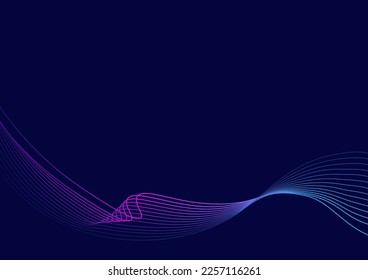 Dark abstract wave line business background.Gradient wave line technology 