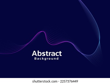 Dark abstract wave line dot modern background.Gradient wave line technology