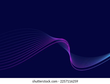 Dark abstract wave line modern background.Gradient wave line technology futuristic 