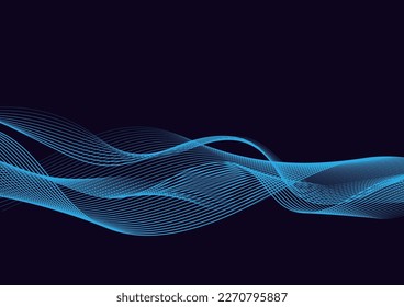 Fondo moderno de la línea de olas abstracta oscura. Cartel comercial.
Flujo suave de forma ondulada. Tecnología futurista.