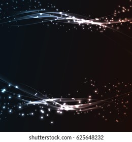 Dark abstract wave lines shimmering background template. Vector illustration
