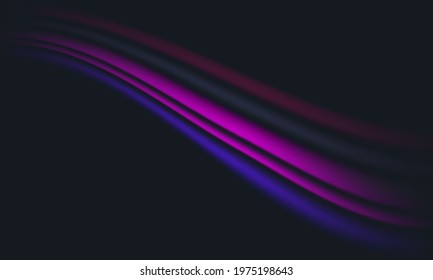 Dark abstract wavy layered multi colors background. Vector 3d illustration.