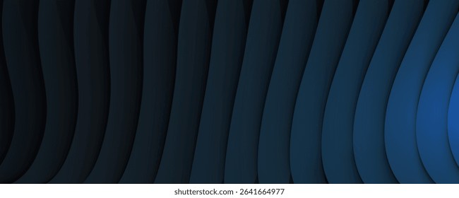 Dark Abstract Wavy Layers Background in Black Tones