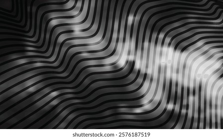 Dark Abstract Wavy Lines with Subtle Light Effects, a Modern and Elegant Black and White Pattern for Backgrounds and Designs, minimalist yet striking,
