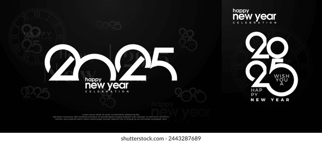 Dark and aesthetic 2025 new year design concept. Design several numbers for the new year 2025 with a rare concept. A combination of 2025 numbers with different concepts.