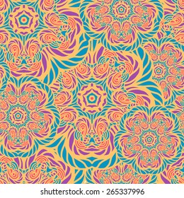 Dark ages pattern asian islam seamless vector pattern with flowers