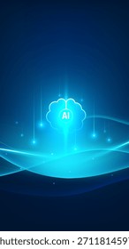 Dark AI tech background cyan abstract halo line poster