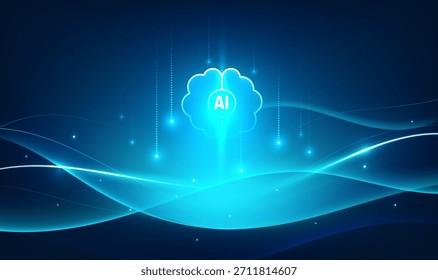 Dark AI tech background cyan abstract halo line banner