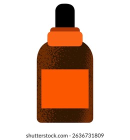 Dark amber dropper bottle for cosmetic serum or facial oil in flat vector style