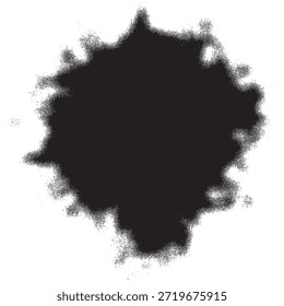 Una tinta oscura y amorfa con un contorno áspero y texturizado sobre un fondo blanco liso.