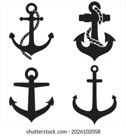 dark anchor silhouette ilustration vector