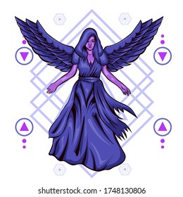 Dark Angel Sacred Geometry. Perfect for t-shirt design, merchandise, apparel, pin design, etc