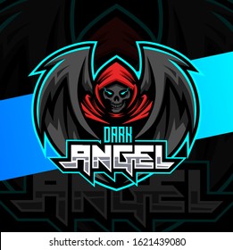 dark angel skull mascot esport logo