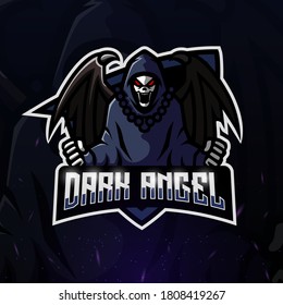 Dark angel skull mascot esport logo design