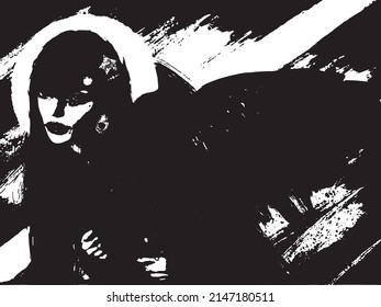 Dark Angel  stylized black and white illustration